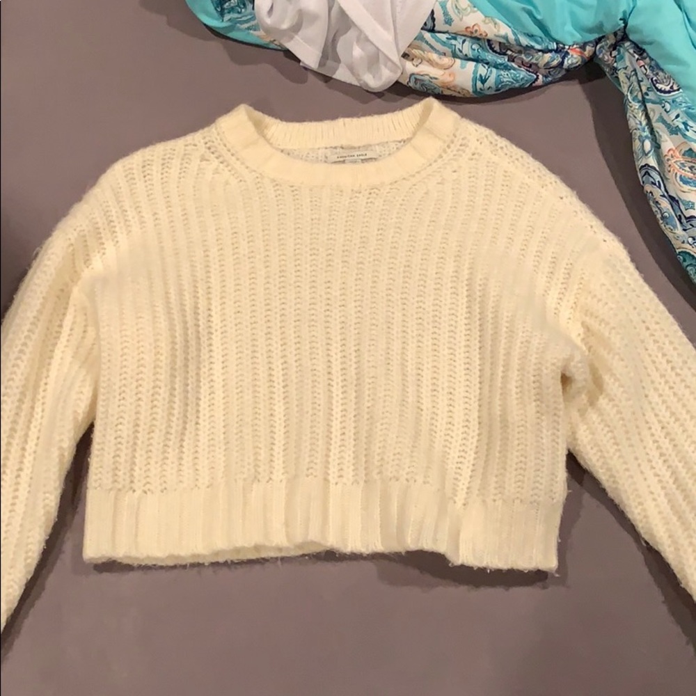 creamy/white american eagle cropped sweater